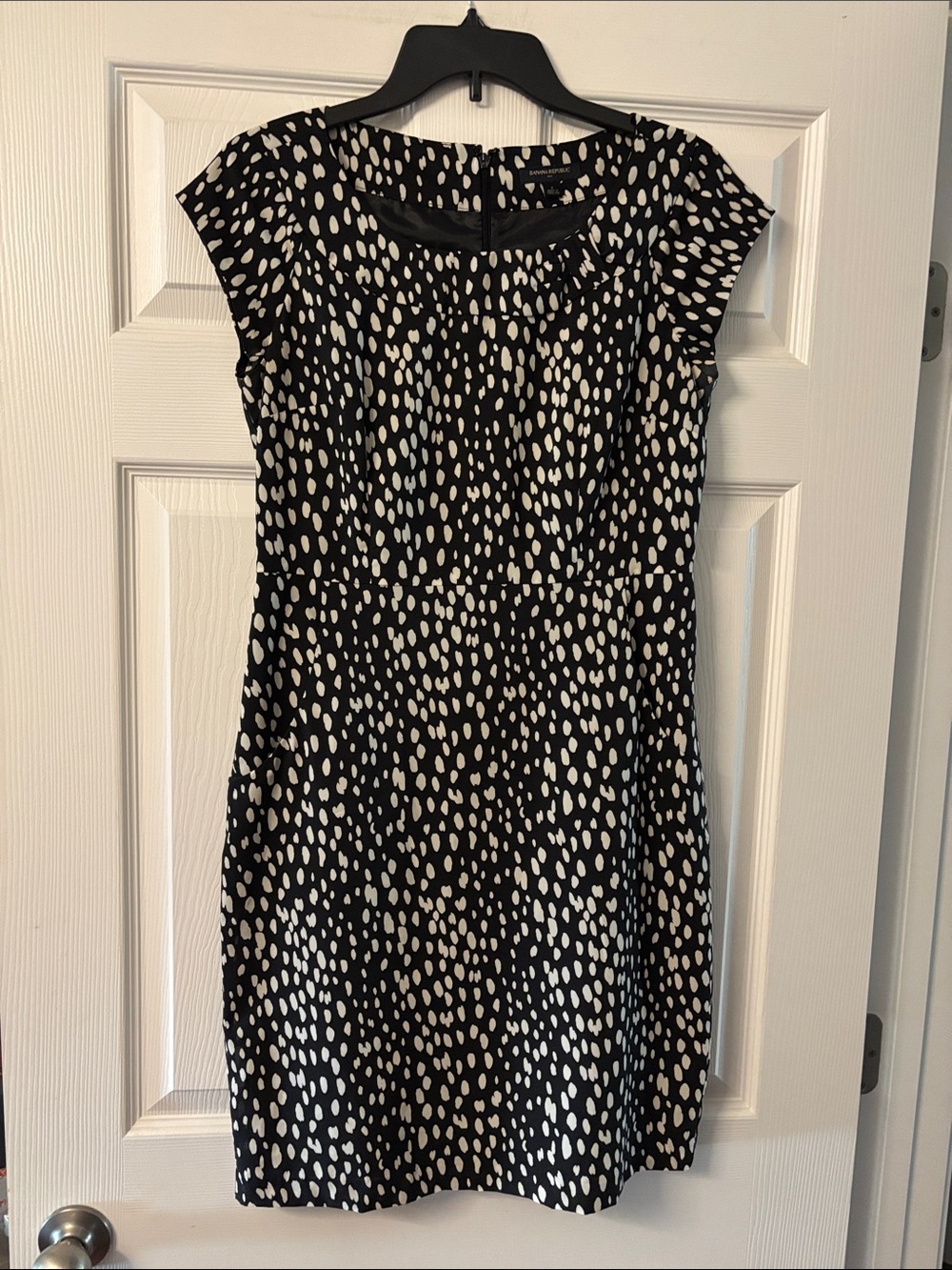 Banana Republic Black Dress with White Spot Print